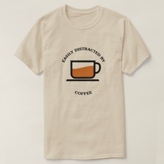 コーヒーカップでコーヒーに気を取られる Tシャツ (デザイン正面)