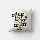コーヒーカップで一日の方がおもしろい良い クッション (正面)