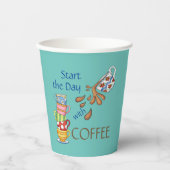 コーヒーカップで一日を紙する 紙コップ (正面)