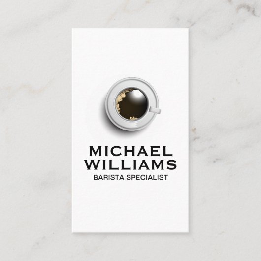 コーヒーカップとソーサーのトップビュー 名刺 (正面)