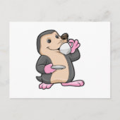 コーヒーカップとソーサーを持ったモグラ ポストカード (正面)