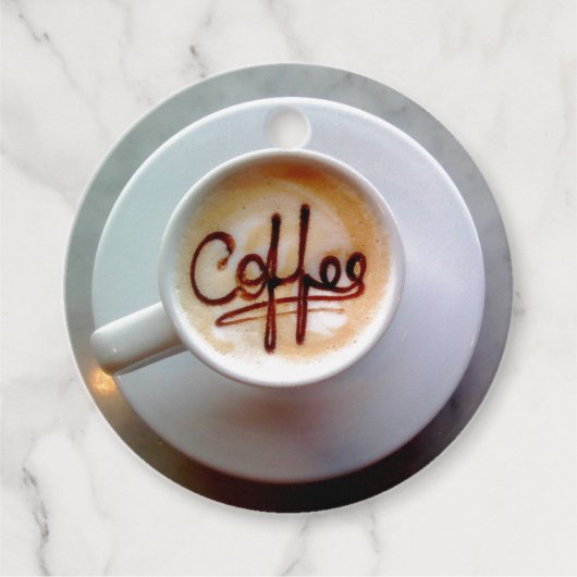 コーヒーカップとソーサーラテコーヒーかわいい フェイバータグ (正面)