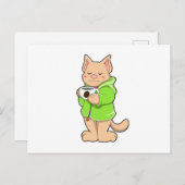 コーヒーカップとパジャマの猫 ポストカード (正面/裏面)