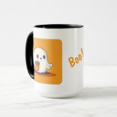 コーヒーカップとブーとのハロウィーン幽霊! マグカップ (正面左)