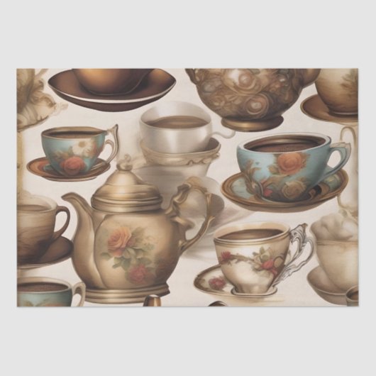 コーヒーカップとポットの分離/ 薄葉紙 (正面)