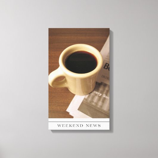 コーヒーカップと新聞キャンバス キャンバスプリント (正面)