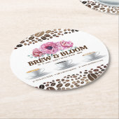 コーヒーカップと花 ラウンドペーパーコースター (アングル)