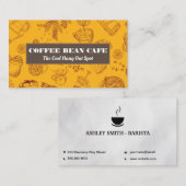 コーヒーカップと豆のパターン 名刺 (正面/裏面)