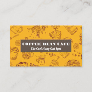 コーヒーカップと豆のパターン 名刺