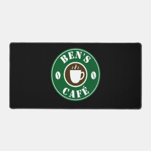 コーヒーカップと豆のロゴのカスタムカウンター デスクマット