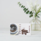 コーヒーカップと豆の名刺 名刺 (スタンド正面)