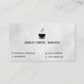 コーヒーカップと豆の木製テーブル 名刺 (裏面)