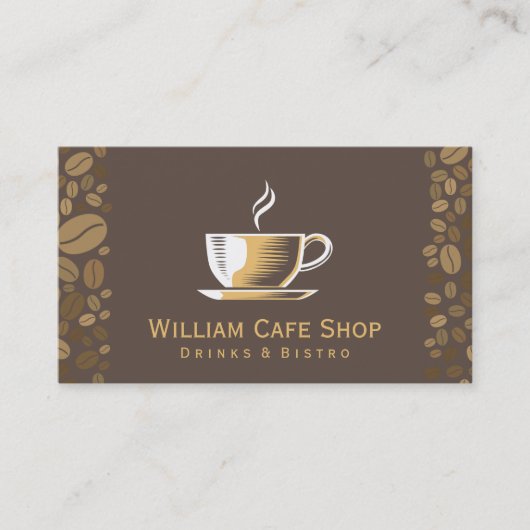コーヒーカップと豆 名刺 (正面)