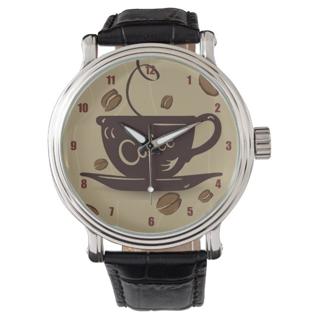 コーヒーカップと豆 腕時計 (正面)