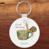 コーヒーカップにカタツムリを入れる キーホルダー (正面)