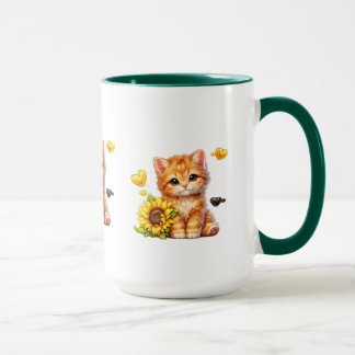 コーヒーカップに座る面白い猫の芸術 マグカップ