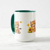コーヒーカップに座る面白い猫の芸術 マグカップ (正面左)