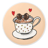 コーヒーカップのかわいいコーヒー豆 セラミックノブ (正面)