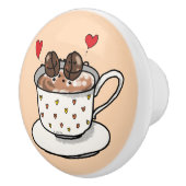 コーヒーカップのかわいいコーヒー豆 セラミックノブ (右)