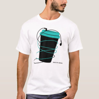 コーヒーカップのイヤホンイラスト「ほっといて」 Tシャツ