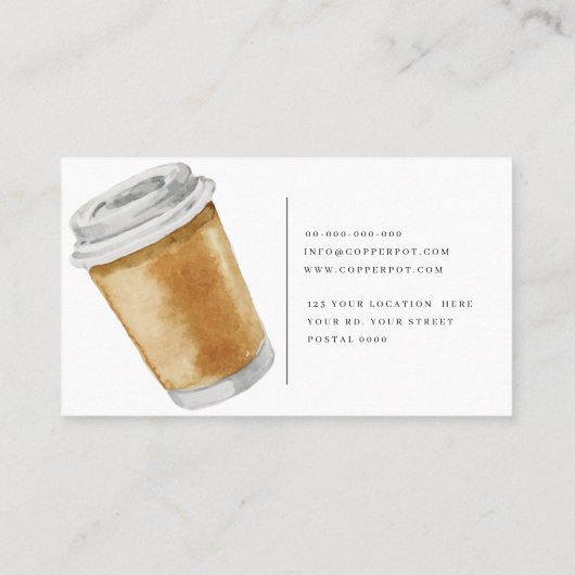 コーヒーカップのイラストレーションの喫茶店の名刺 名刺 (裏面)