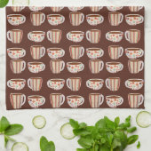 コーヒーカップのウォームサークルパターン キッチンタオル (折り畳み)