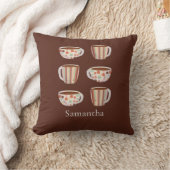コーヒーカップのウォームサークルパターン クッション (ブランケット)