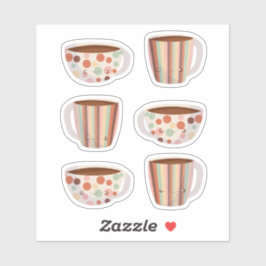 コーヒーカップのウォームサークルパターン シール