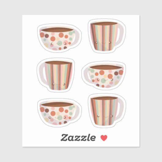 コーヒーカップのウォームサークルパターン シール (シート)