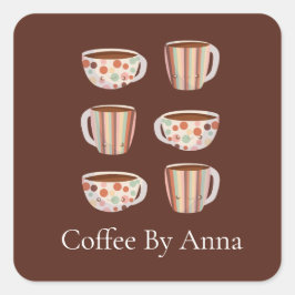 コーヒーカップのウォームサークルパターン スクエアシール