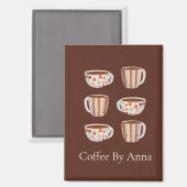 コーヒーカップのウォームサークルパターン マグネット (正面/裏面)
