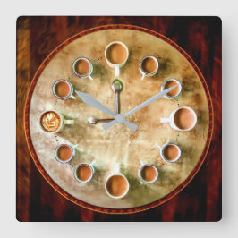 コーヒーカップのコーヒータイム スクエア壁時計