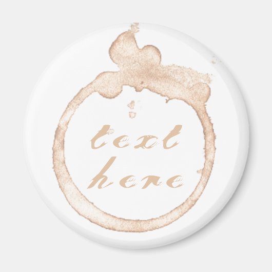 コーヒーカップのステイン茶色と白 マグネット (正面)