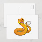 コーヒーカップのヘビ ポストカード (正面/裏面)