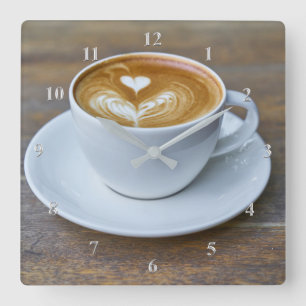コーヒーカップのラテの台所 スクエア壁時計