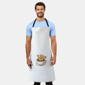 コーヒーカップの中でビスケットがトラブルに巻き込まれる エプロン (着用した状態)