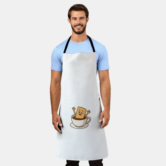 コーヒーカップの中でビスケットがトラブルに巻き込まれる エプロン (着用した状態)