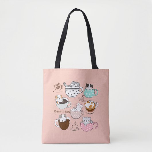 コーヒーカップの中の猫 トートバッグ (正面)