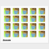 コーヒーカップの引用句付きデザイン スクエアシール (シート)