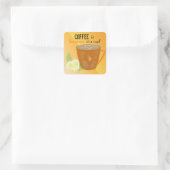 コーヒーカップの引用句付きデザイン スクエアシール (バッグ)