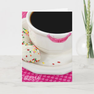 コーヒーカップの彼女口紅のための誕生日 カード