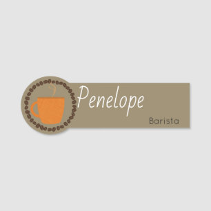 コーヒーカップの従業員のラベル 名札