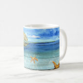 コーヒーカップの恋人のためのかわいいヒトデのマグ コーヒーマグカップ (正面右)