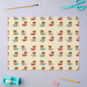 コーヒーカップの模様 薄葉紙 (クラフト)