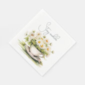 コーヒーカップの水彩デイジーと文字 スタンダードランチョンナプキン (角)