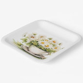 コーヒーカップの水色デイジー ペーパープレート (傾斜あり)