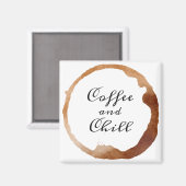 コーヒーカップの汚れデザイン上のコーヒーと冷たい引用文 マグネット (正面/裏面)