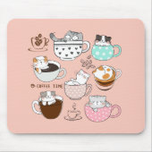 コーヒーカップの猫たち マウスパッド (正面)
