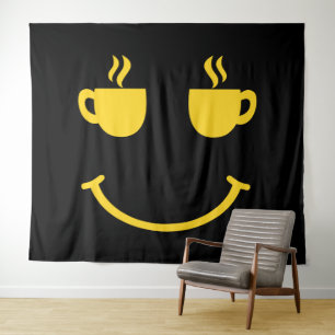コーヒーカップの笑顔 タペストリー