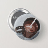 コーヒーカップの絵画ボタン-銀および金ゴールド 缶バッジ (正面&裏面)
